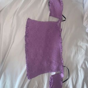 Purple off the shoulder crop top